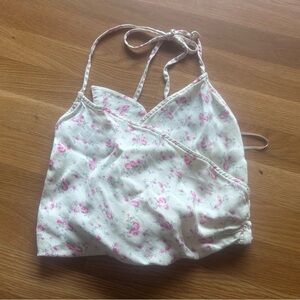 Zara women’s floral bralette tank top blouse with tie in the back Size small